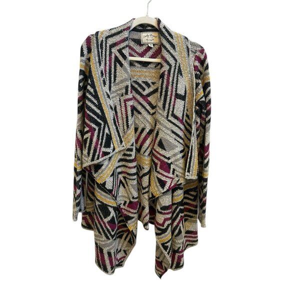 Lucky Brand Aztec Intarsia Sweater Open Front Southwest Cardigan Sweater Sz M - Picture 3 of 8